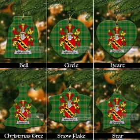 Brabazon Irish Clan Tartan Christmas Ceramic Ornament with Coat of Arms