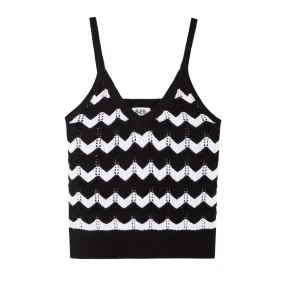 525 - Izzie Chevron Knit Tank - Black & White