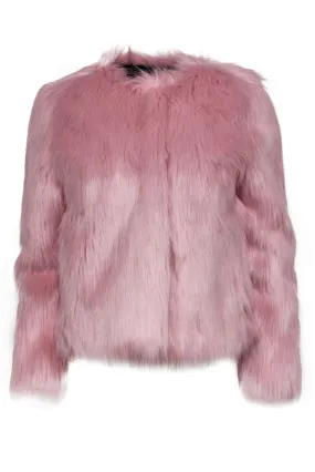 7 For All Mankind - Light Pink Faux Fur Open Coat Sz XS