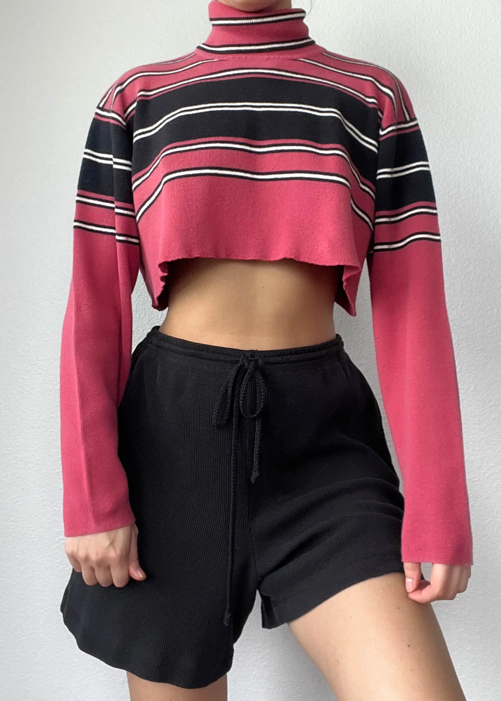 90's Striped Turtleneck Knit (S)