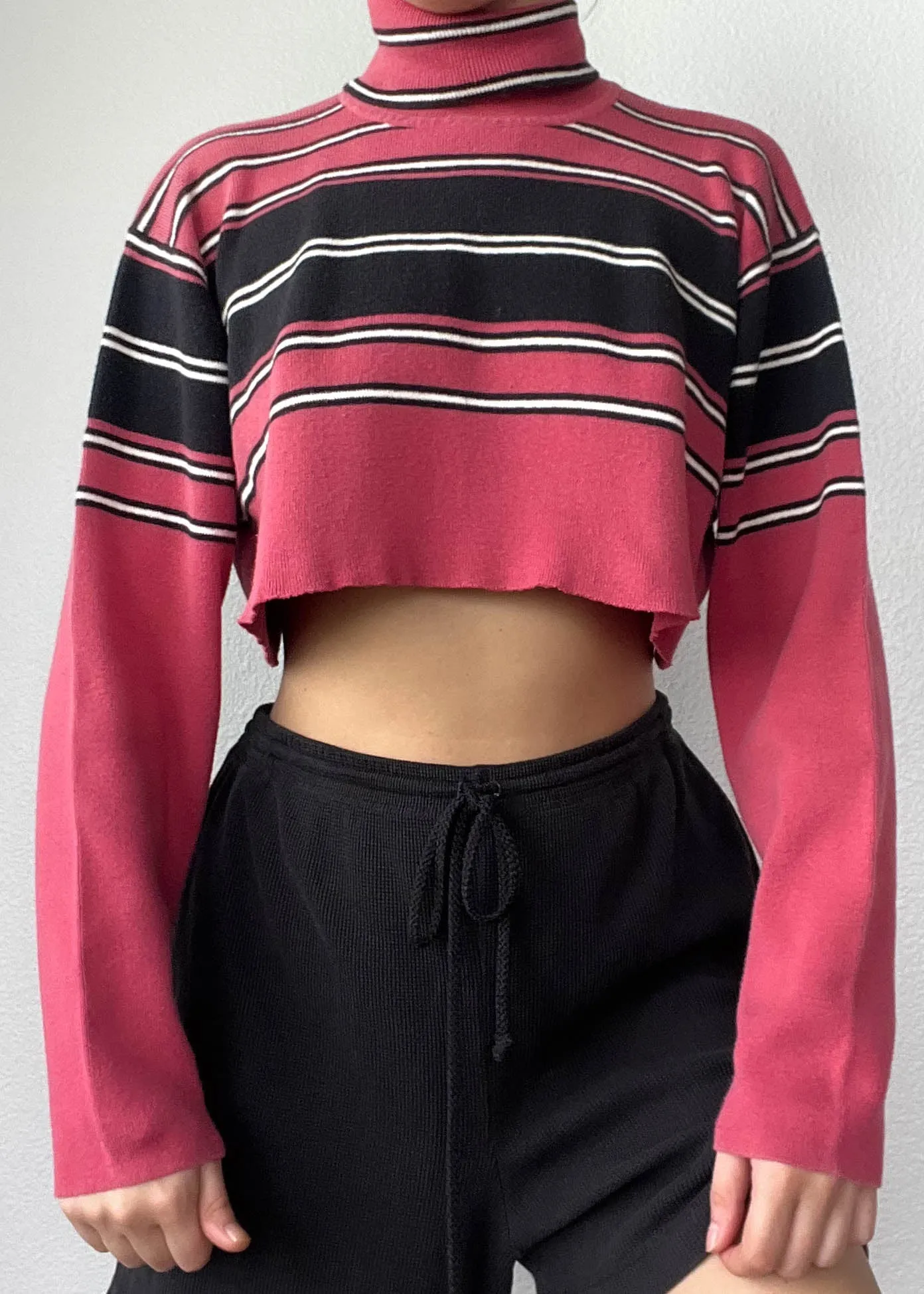 90's Striped Turtleneck Knit (S)