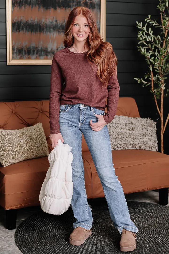 A Better Day Basic Sweater Top | Mahogany