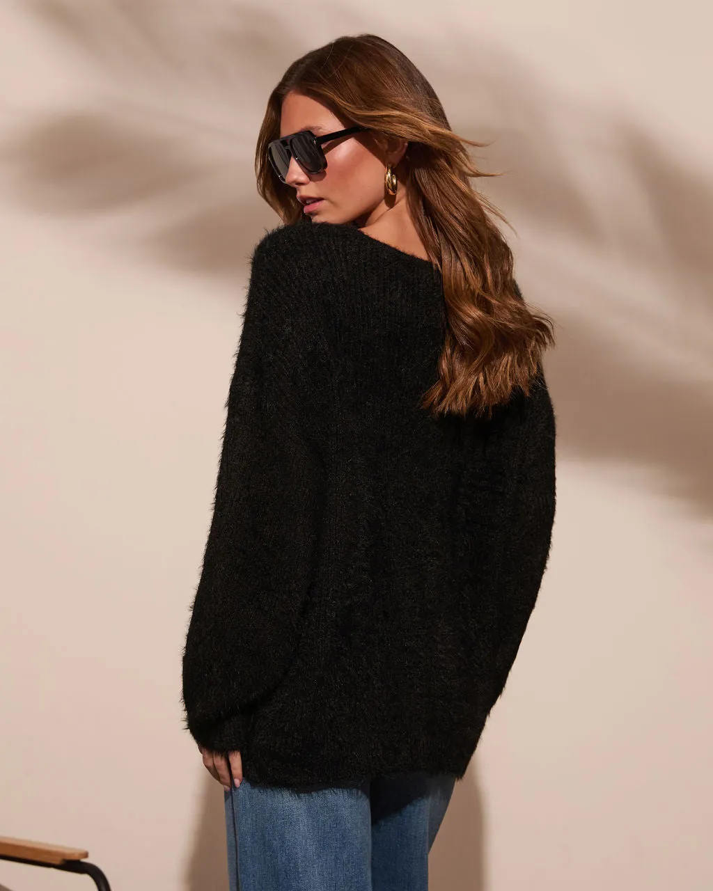 Adaline Fuzzy V Neck Sweater