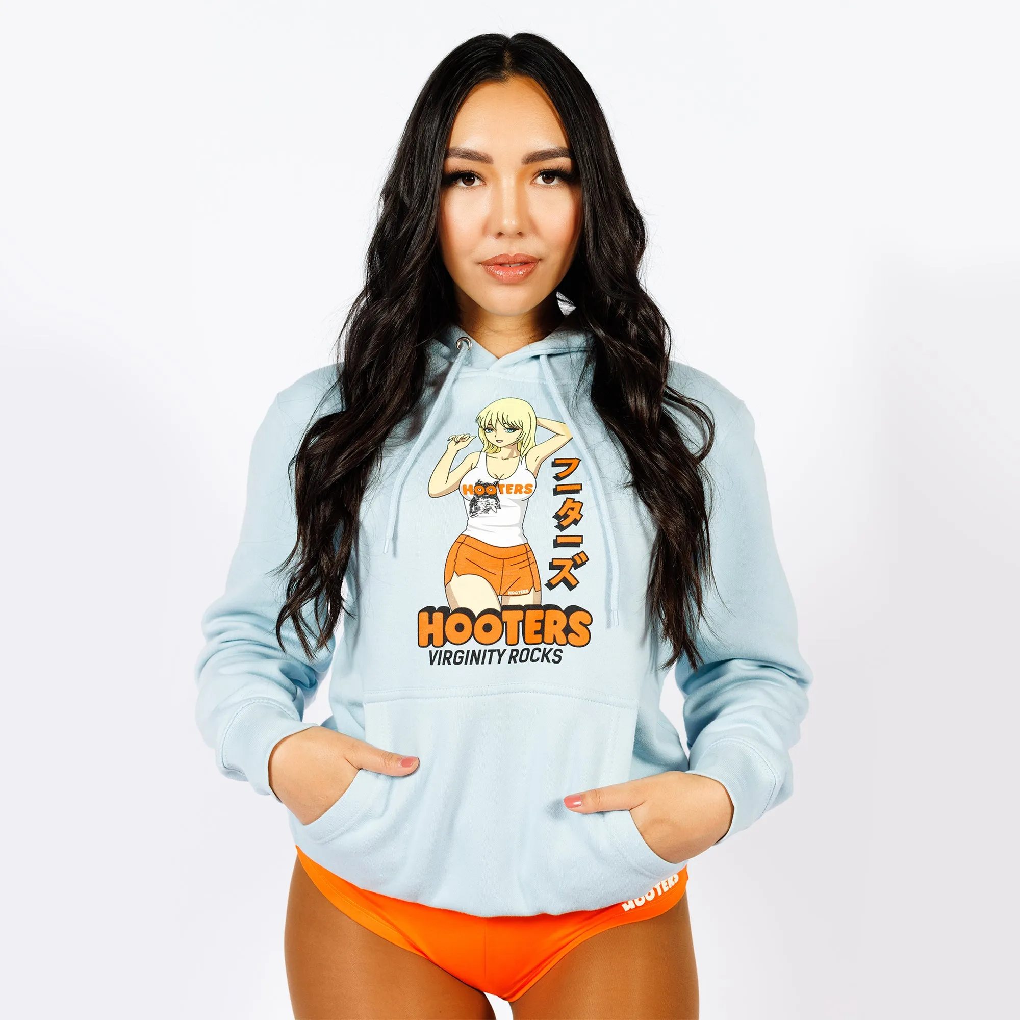 Anime Hooters Girl Light Blue Hoodie