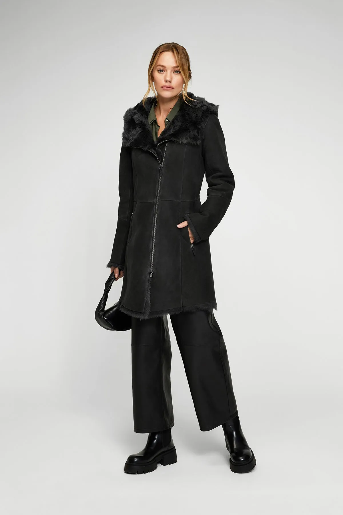 Anthracite Shearling Coat