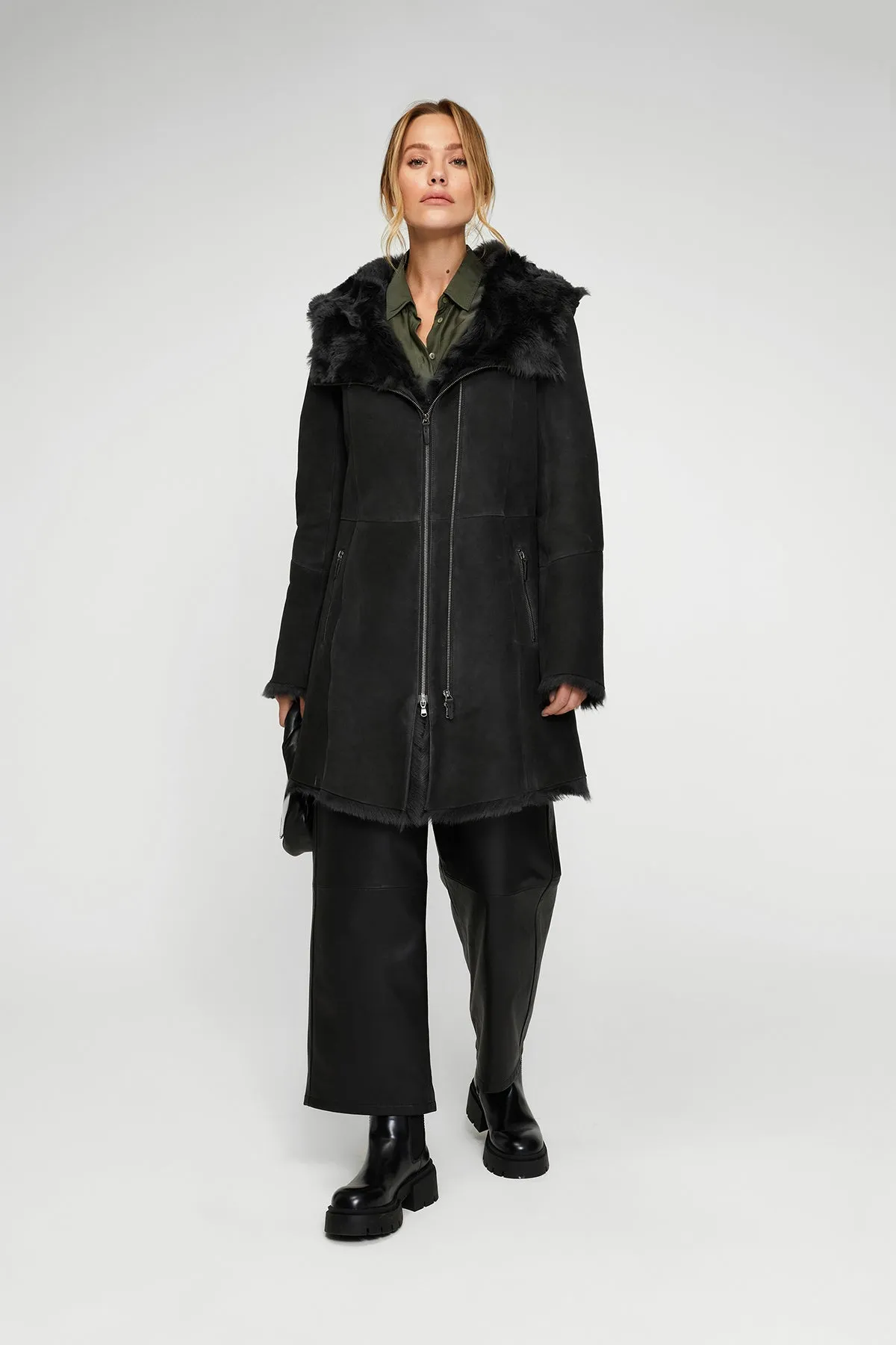 Anthracite Shearling Coat