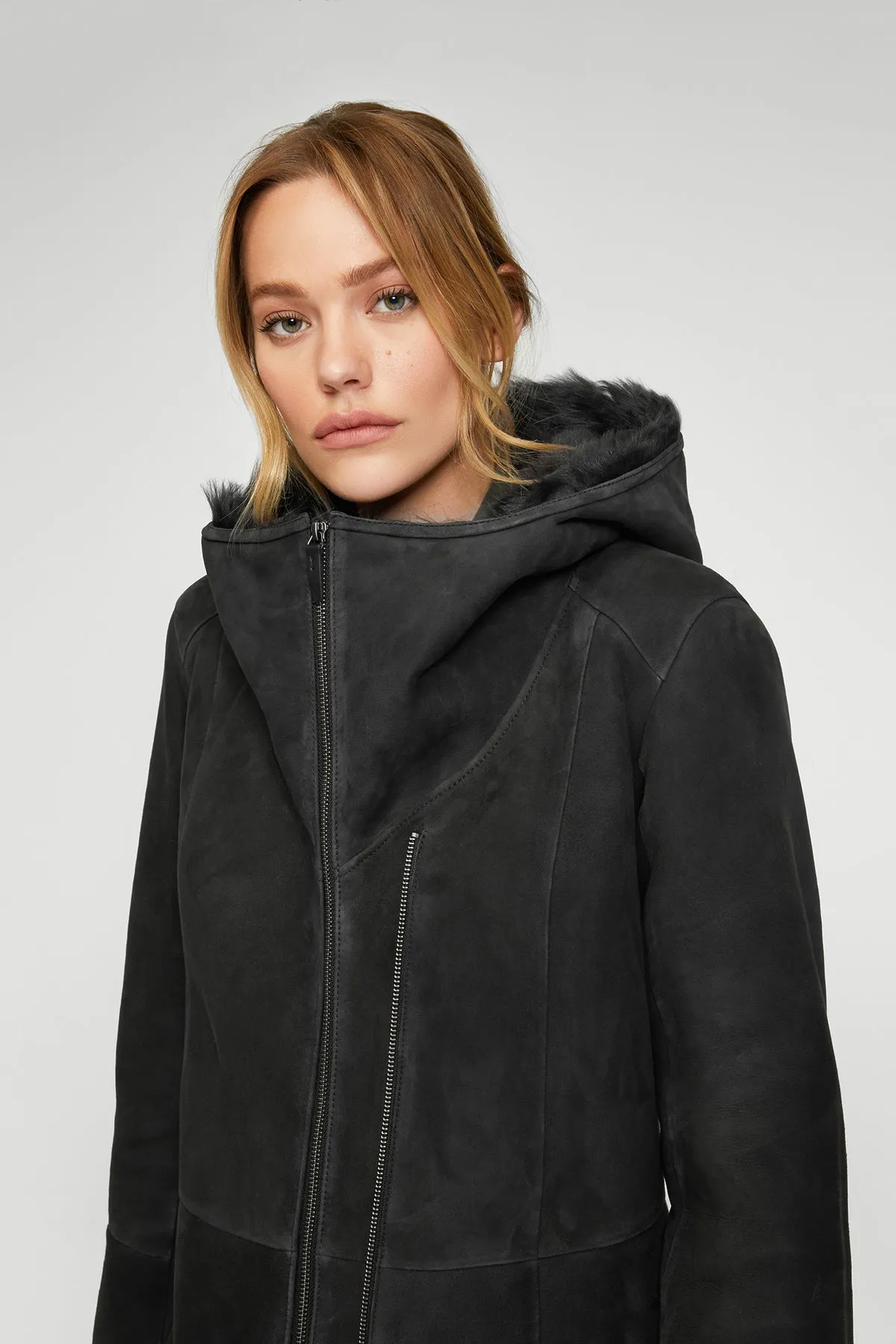 Anthracite Shearling Coat