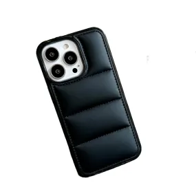 Anymob iPhone Black Down Jacket Puffer Phone Case Fashion Soft Fabric Shockproof Bumper Cover