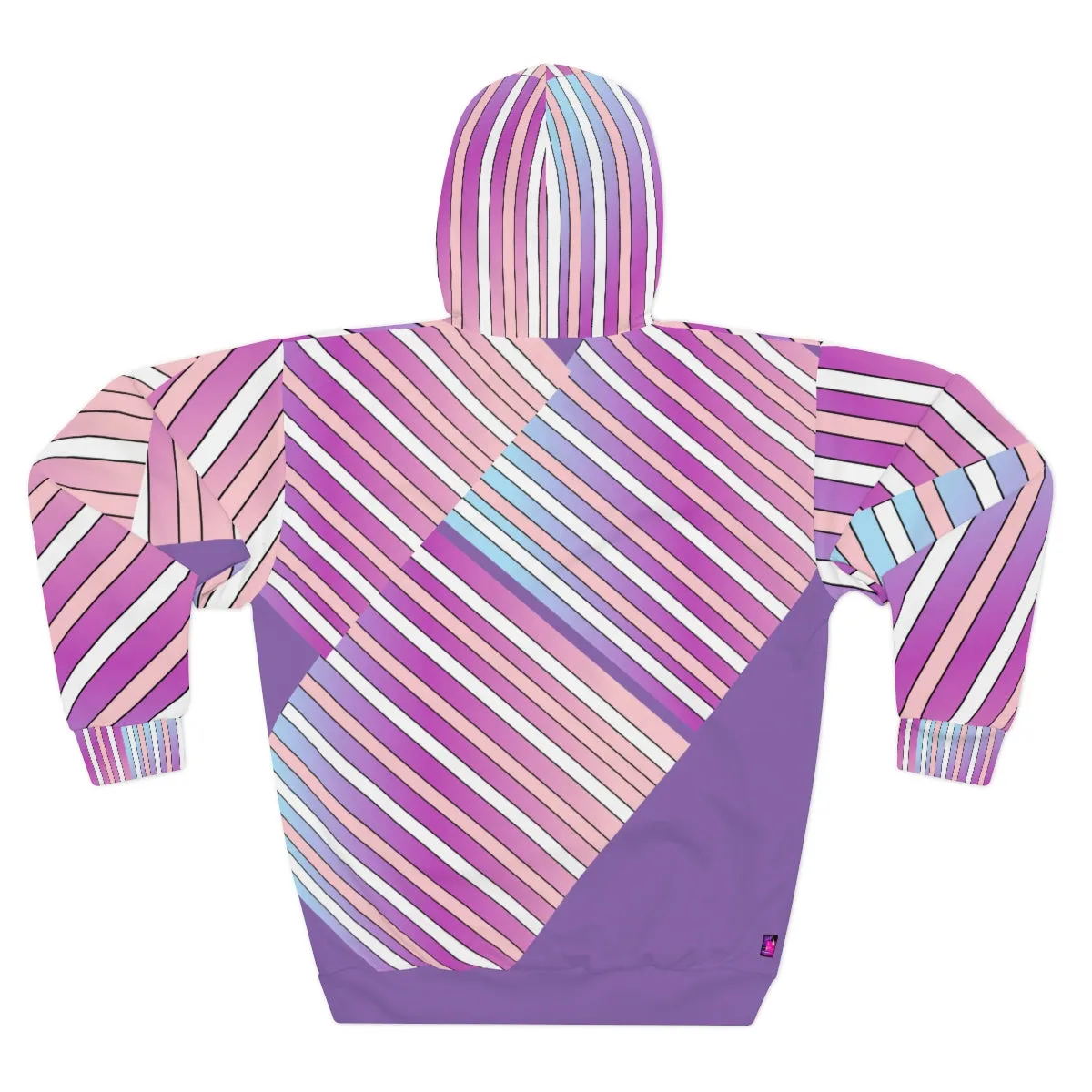 AOP Unisex Pullover Hoodie LILAC IN STRIPES