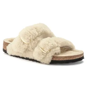 Arizona Big Buckle Shearling - The Birkenstock Signature Double Band Sandal in Eggshell