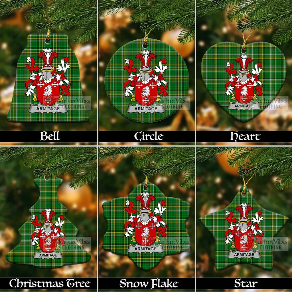 Armitage Irish Clan Tartan Christmas Ceramic Ornament with Coat of Arms