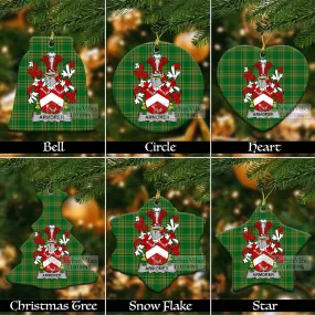 Armorer Irish Clan Tartan Christmas Ceramic Ornament with Coat of Arms