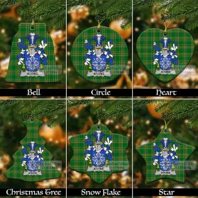 Atkins Irish Clan Tartan Christmas Ceramic Ornament with Coat of Arms