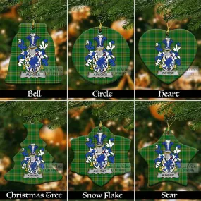 Aungier Irish Clan Tartan Christmas Ceramic Ornament with Coat of Arms