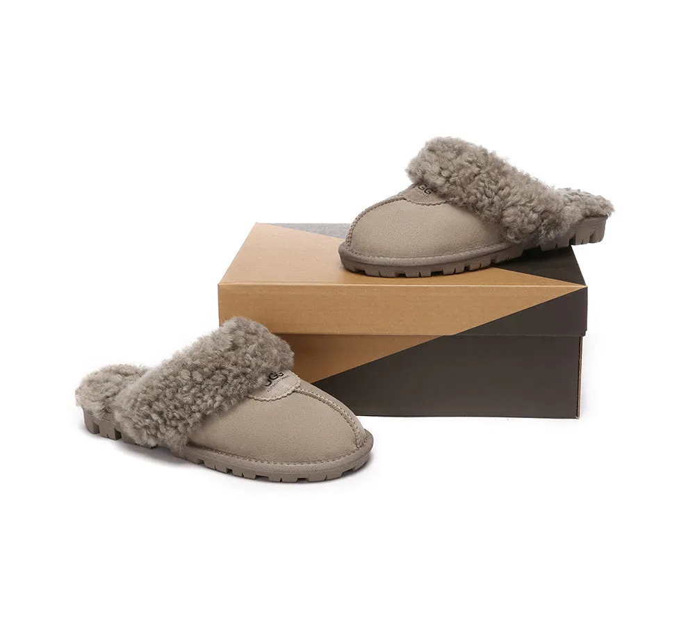 AUSTRALIAN SHEPHERD® UGG Slippers Double Faced Sheepskin Wool Waffle Curly