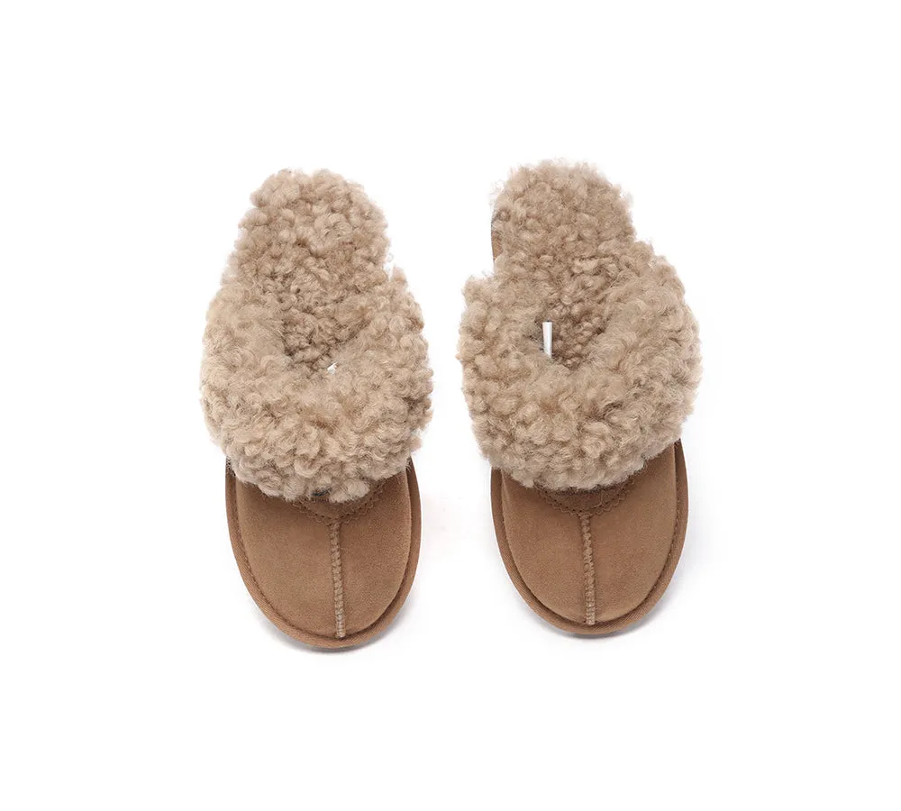 AUSTRALIAN SHEPHERD® UGG Slippers Double Faced Sheepskin Wool Waffle Curly