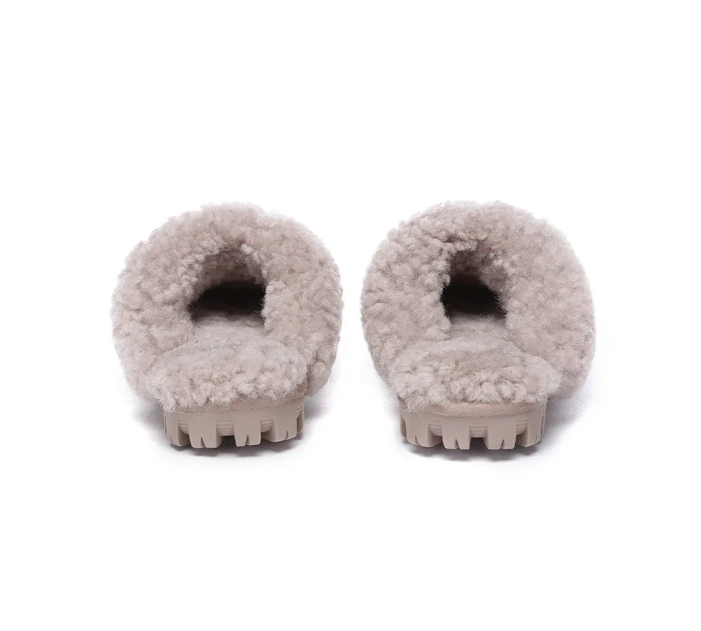 AUSTRALIAN SHEPHERD® UGG Slippers Double Faced Sheepskin Wool Waffle Curly