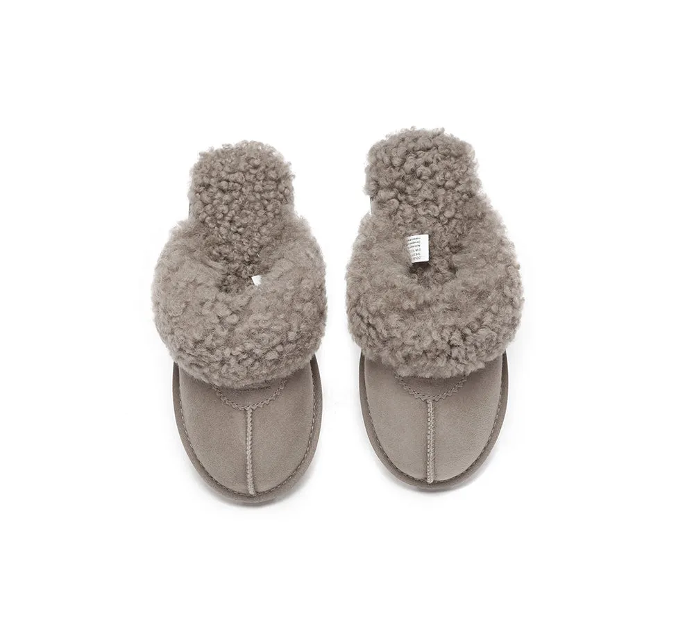 AUSTRALIAN SHEPHERD® UGG Slippers Double Faced Sheepskin Wool Waffle Curly