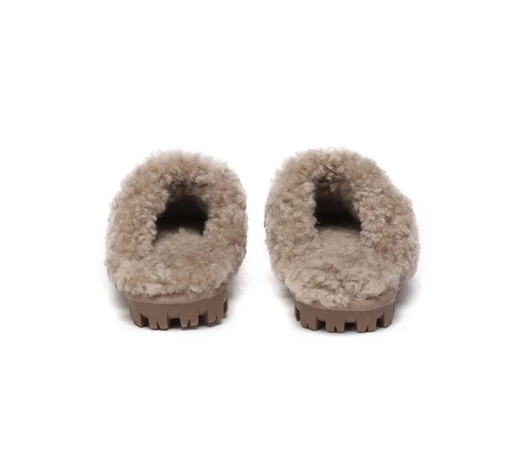 AUSTRALIAN SHEPHERD® UGG Slippers Double Faced Sheepskin Wool Waffle Curly