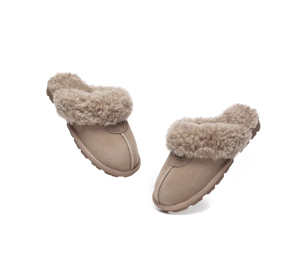 AUSTRALIAN SHEPHERD® UGG Slippers Double Faced Sheepskin Wool Waffle Curly