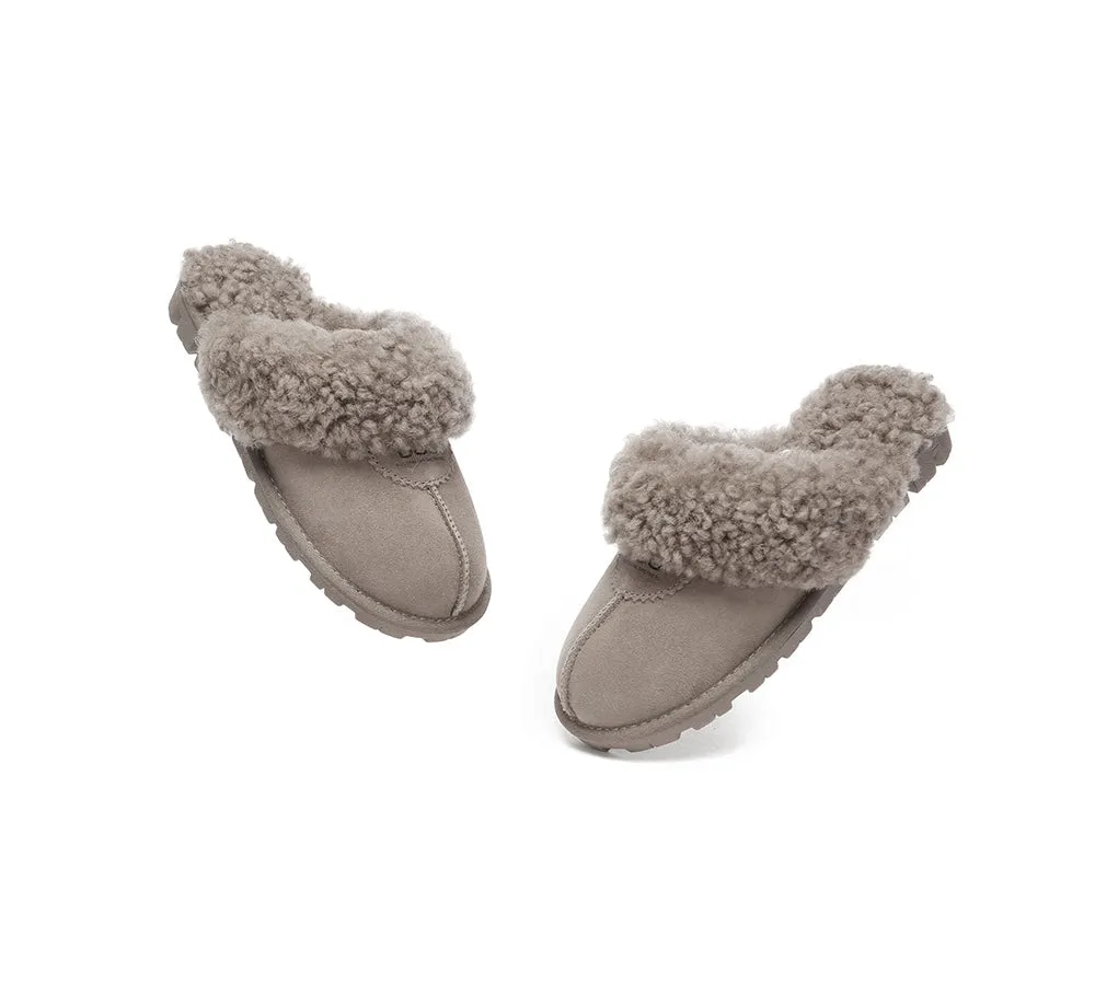 AUSTRALIAN SHEPHERD® UGG Slippers Double Faced Sheepskin Wool Waffle Curly