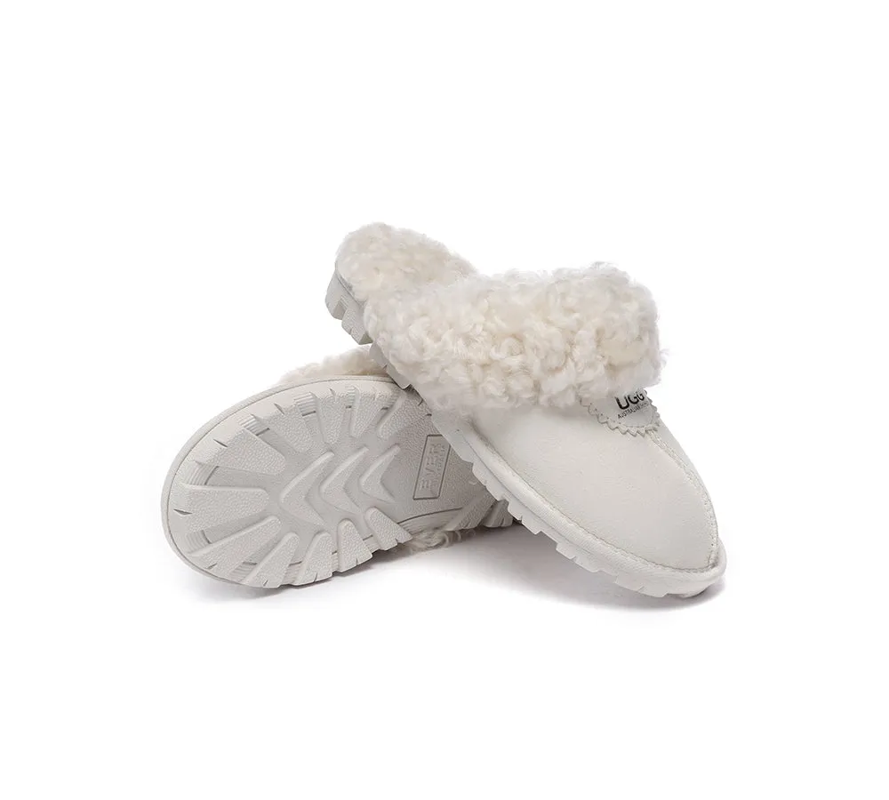 AUSTRALIAN SHEPHERD® UGG Slippers Double Faced Sheepskin Wool Waffle Curly