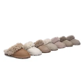 AUSTRALIAN SHEPHERD® UGG Slippers Double Faced Sheepskin Wool Waffle Curly