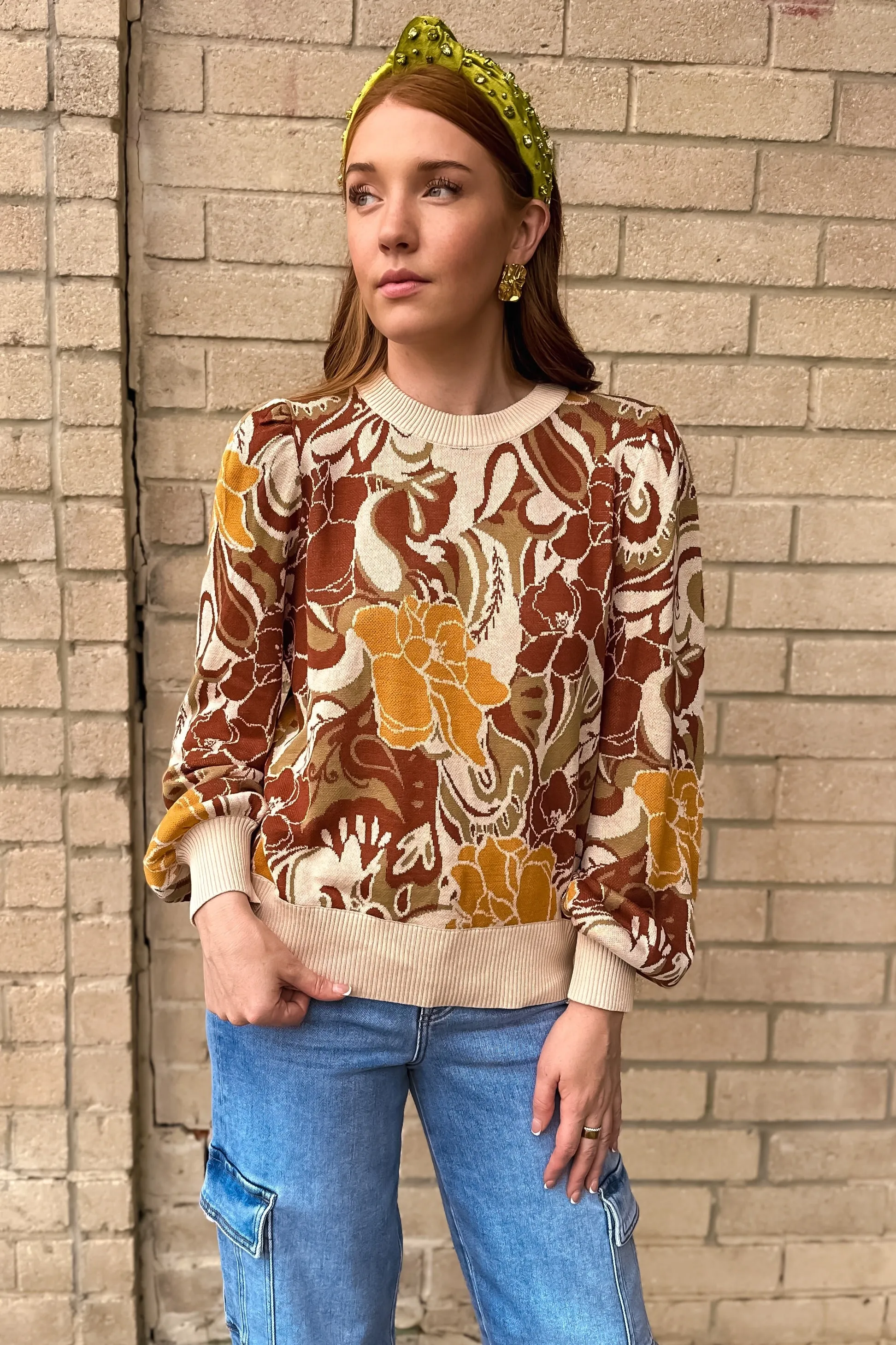 Autumn Floral Knit Sweater