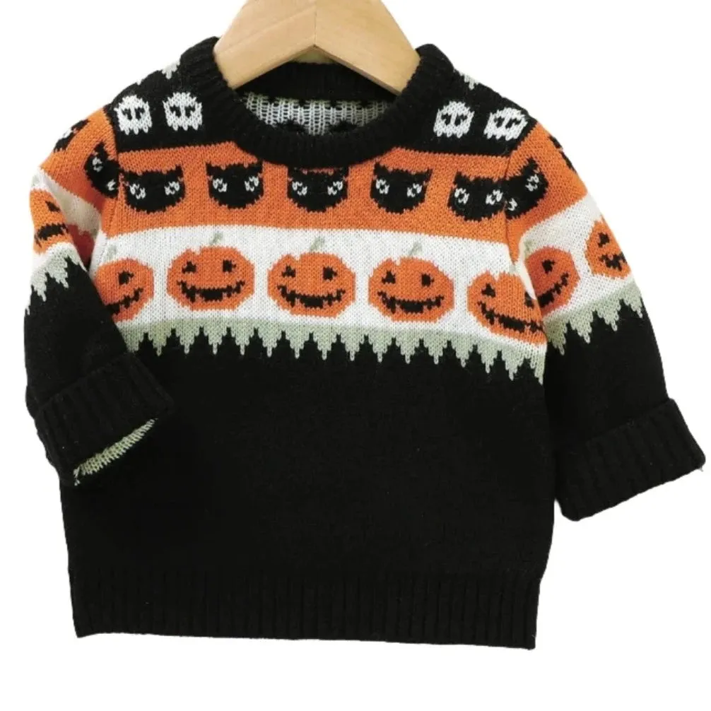 Baby/Toddler (to 3T) Boys Halloween Sweater - Pumpkin Cats