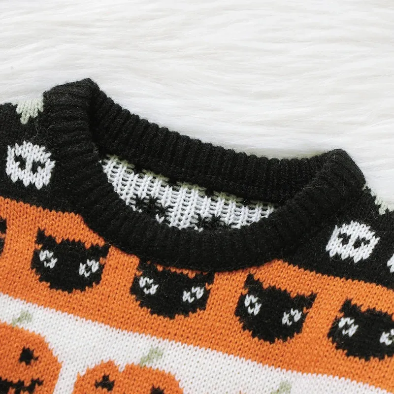 Baby/Toddler (to 3T) Boys Halloween Sweater - Pumpkin Cats