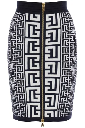 Balmain pencil skirt in monogram knit