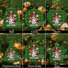 Barran Irish Clan Tartan Christmas Ceramic Ornament with Coat of Arms