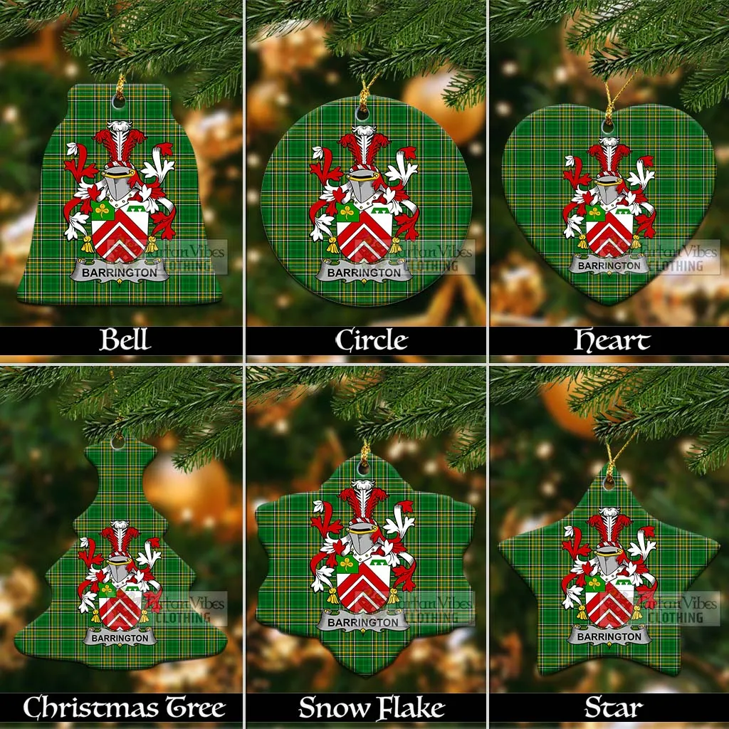 Barrington Irish Clan Tartan Christmas Ceramic Ornament with Coat of Arms