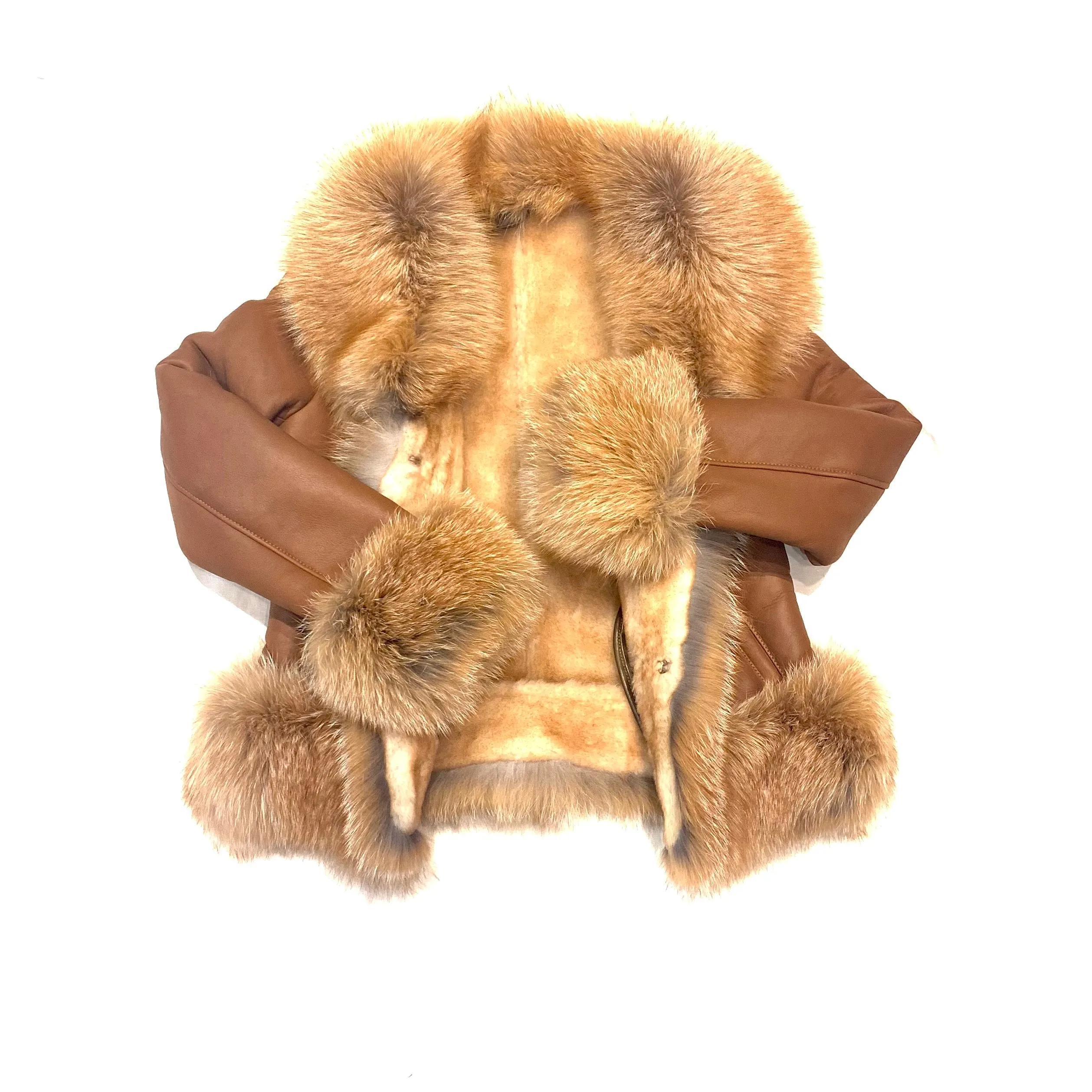 Barya NewYork Ladies Whiskey Oversize Fox Collar Shearling