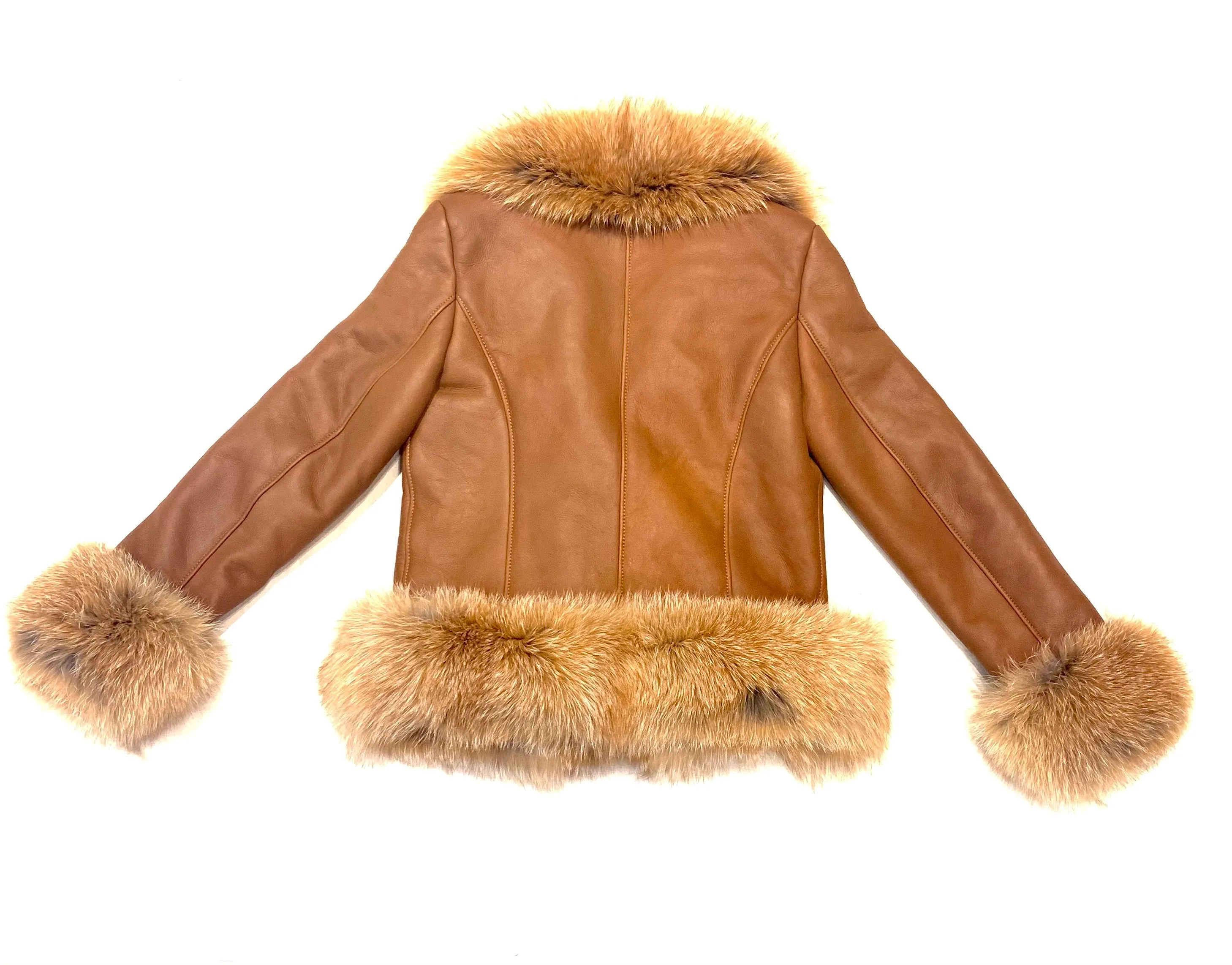 Barya NewYork Ladies Whiskey Oversize Fox Collar Shearling