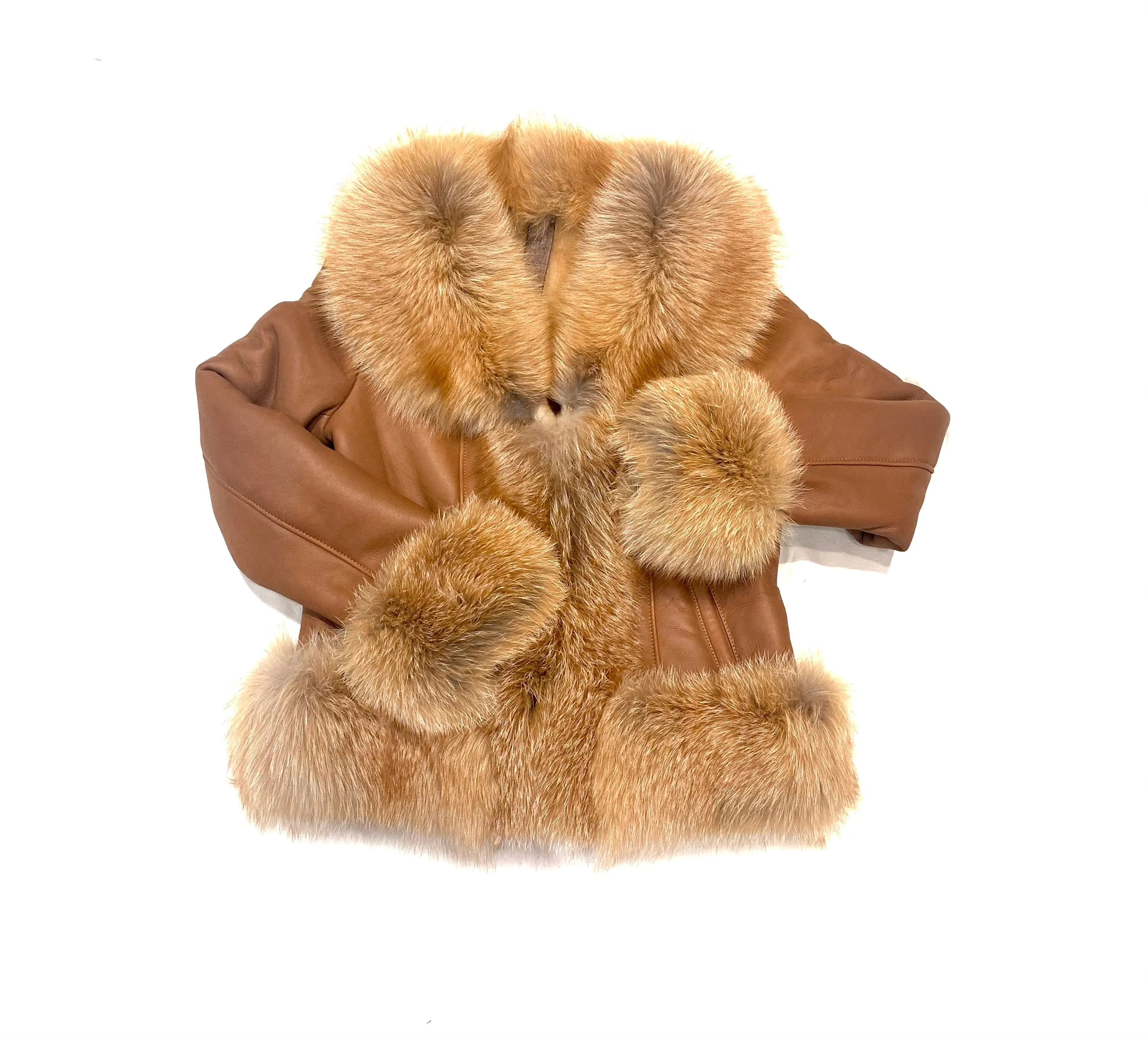 Barya NewYork Ladies Whiskey Oversize Fox Collar Shearling