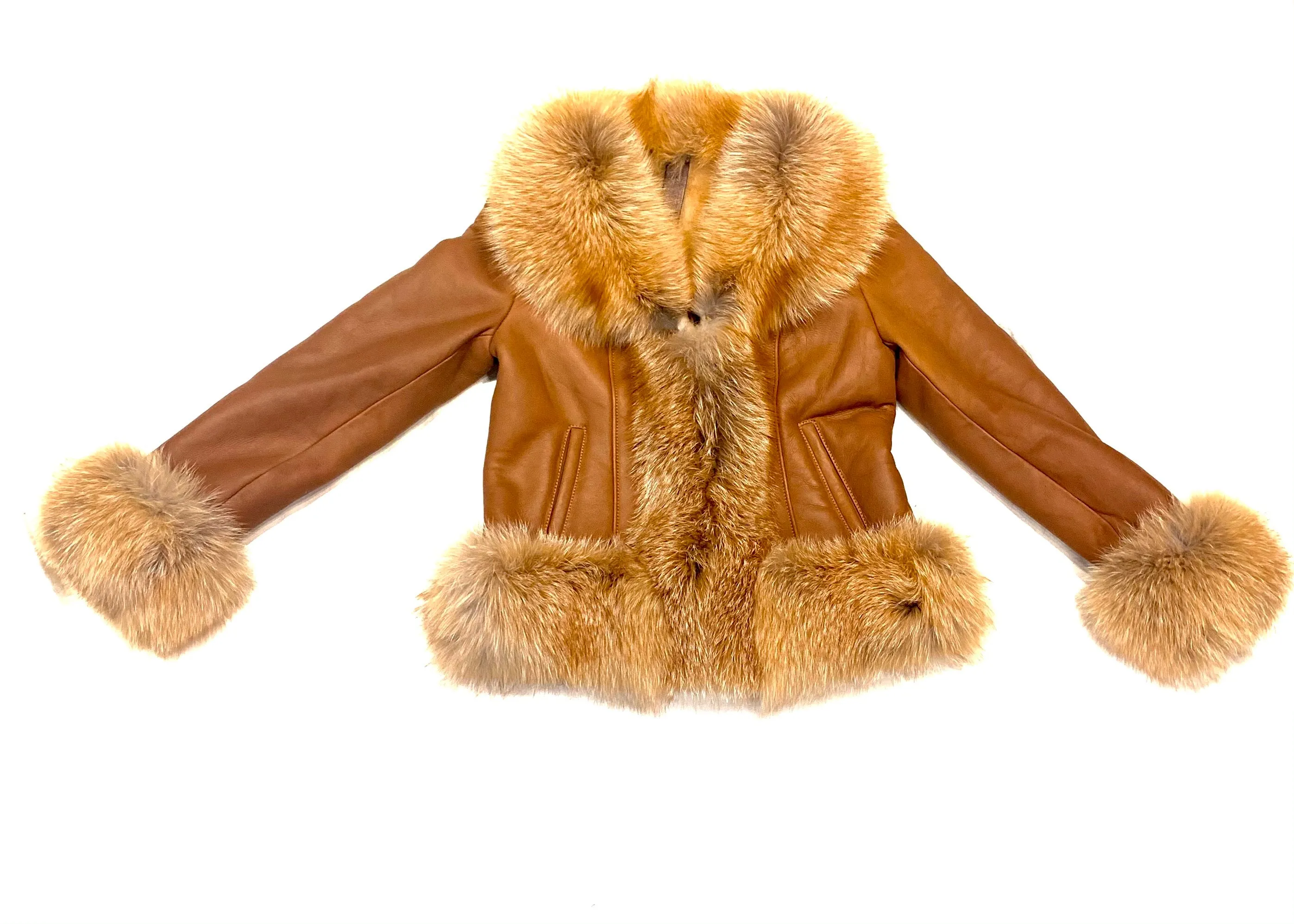 Barya NewYork Ladies Whiskey Oversize Fox Collar Shearling