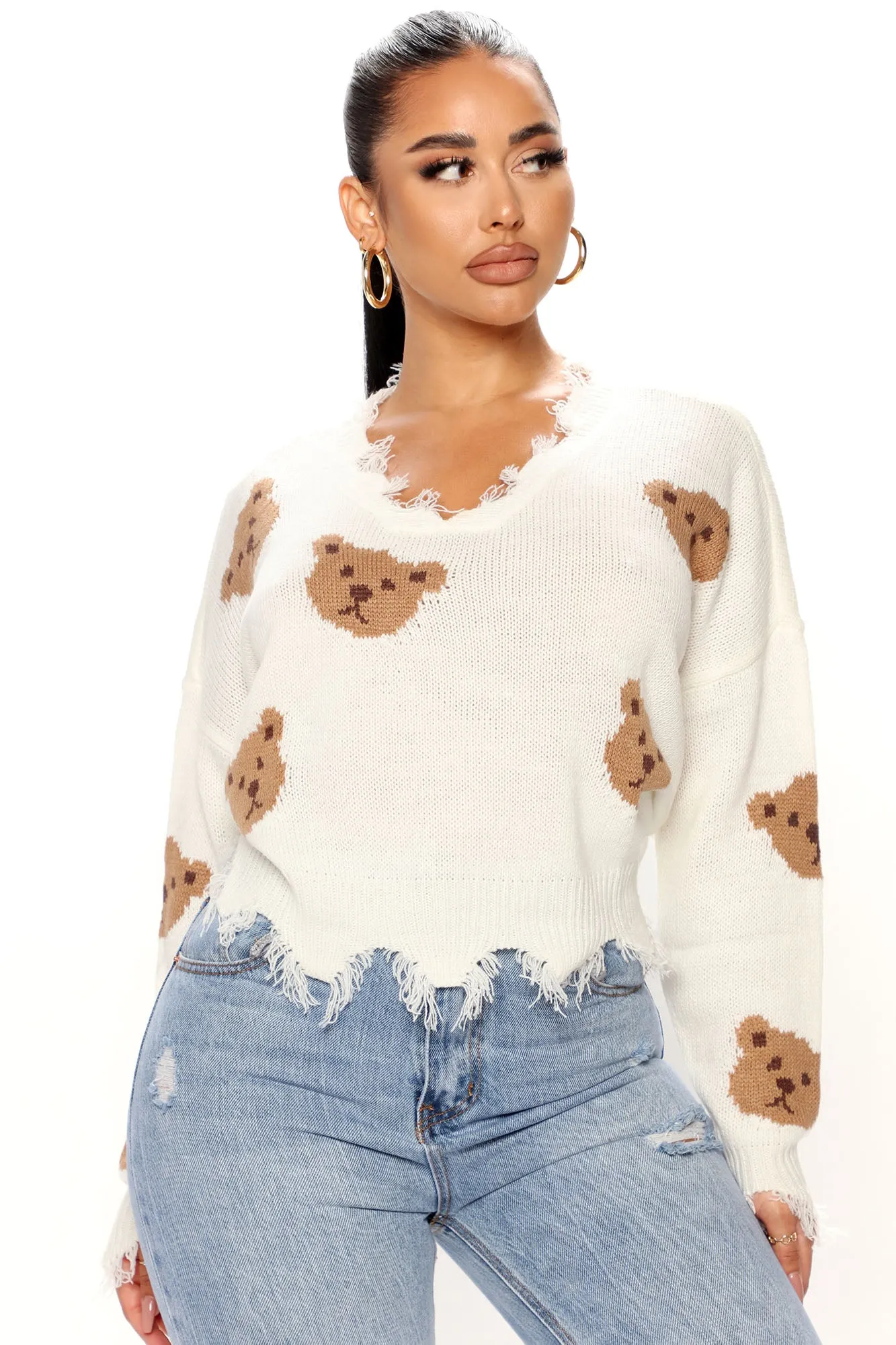 Beary Cute Sweater - Cream/combo