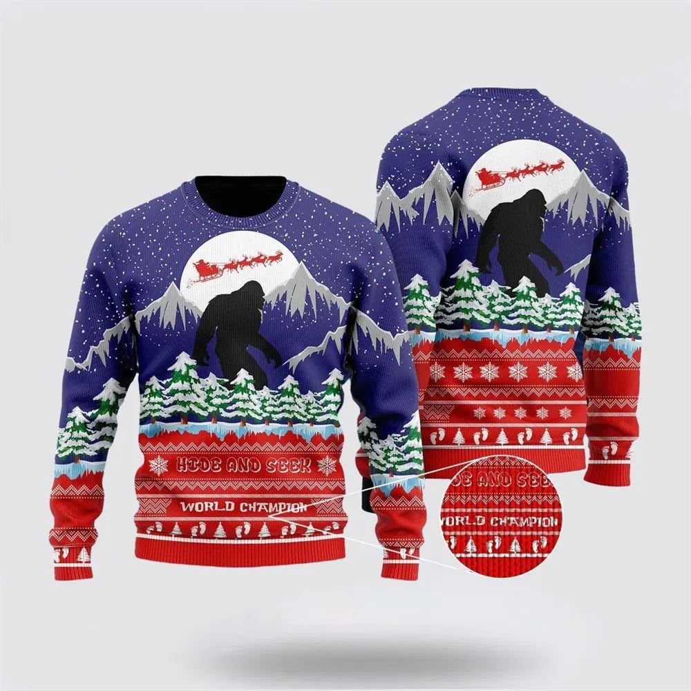 Bigfoot Sweater, World Champion Ugly Christmas Sweater For Men, Best Gift For Christmas, Christmas Fashion Winter