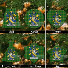 Bingham Irish Clan Tartan Christmas Ceramic Ornament with Coat of Arms