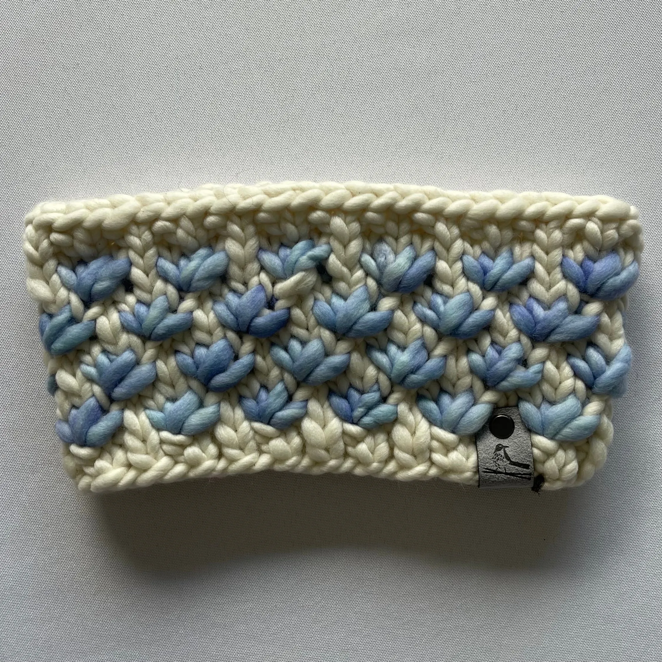 Blue and Cream Luxury Merino Wool Knit Headband