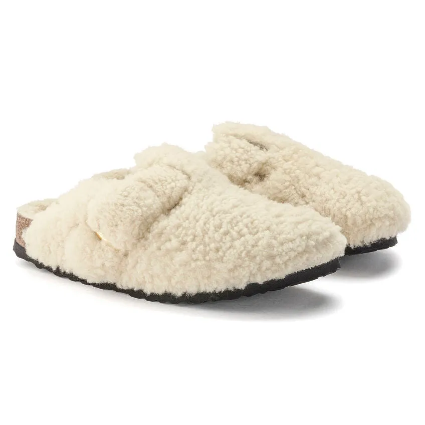 Boston Big Buckle Shearling - The Birkenstock Teddy Bear Clog in Eggshell