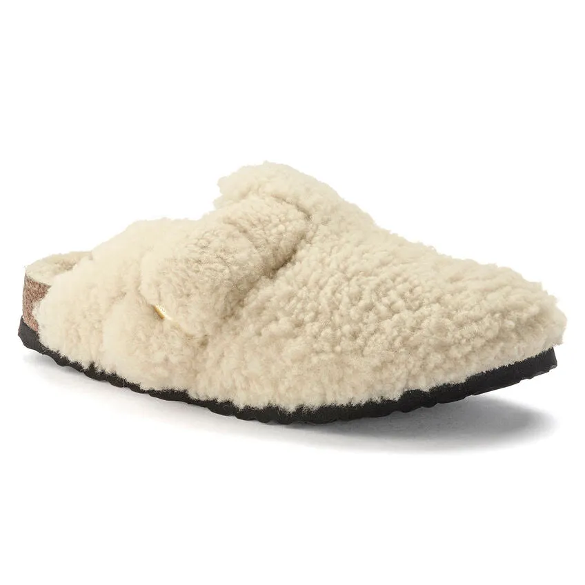 Boston Big Buckle Shearling - The Birkenstock Teddy Bear Clog in Eggshell