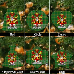 Bourke Irish Clan Tartan Christmas Ceramic Ornament with Coat of Arms