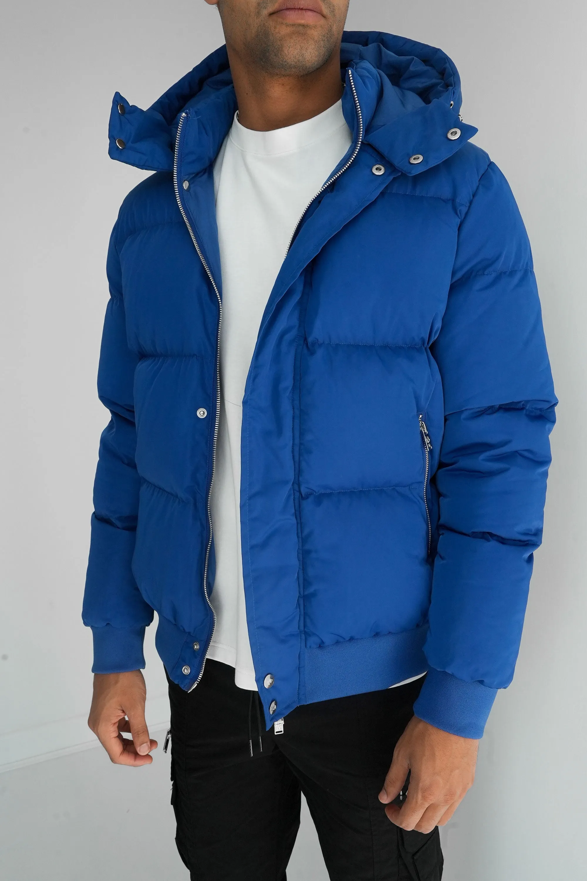 Boxy Down Insulated Puffer Jacket - Blue