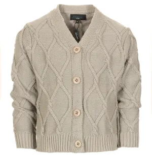 Boys Knitted V-Neck Button Up Cardigan Sweater - Gary