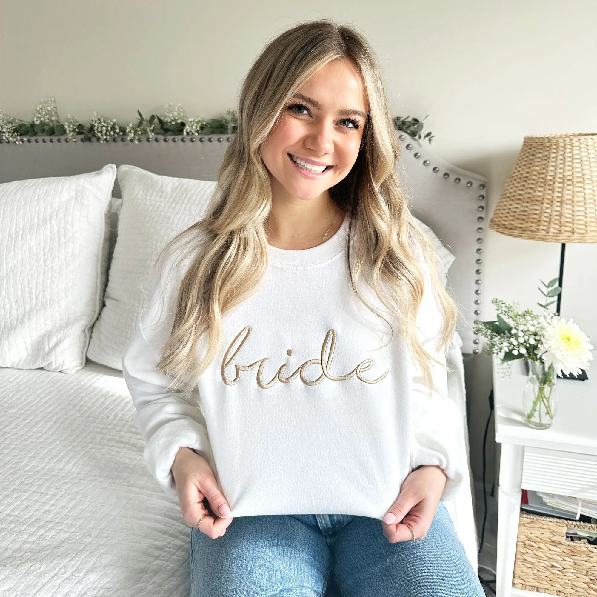 Bride Script Embroidered Gemma Crewneck Sweatshirt