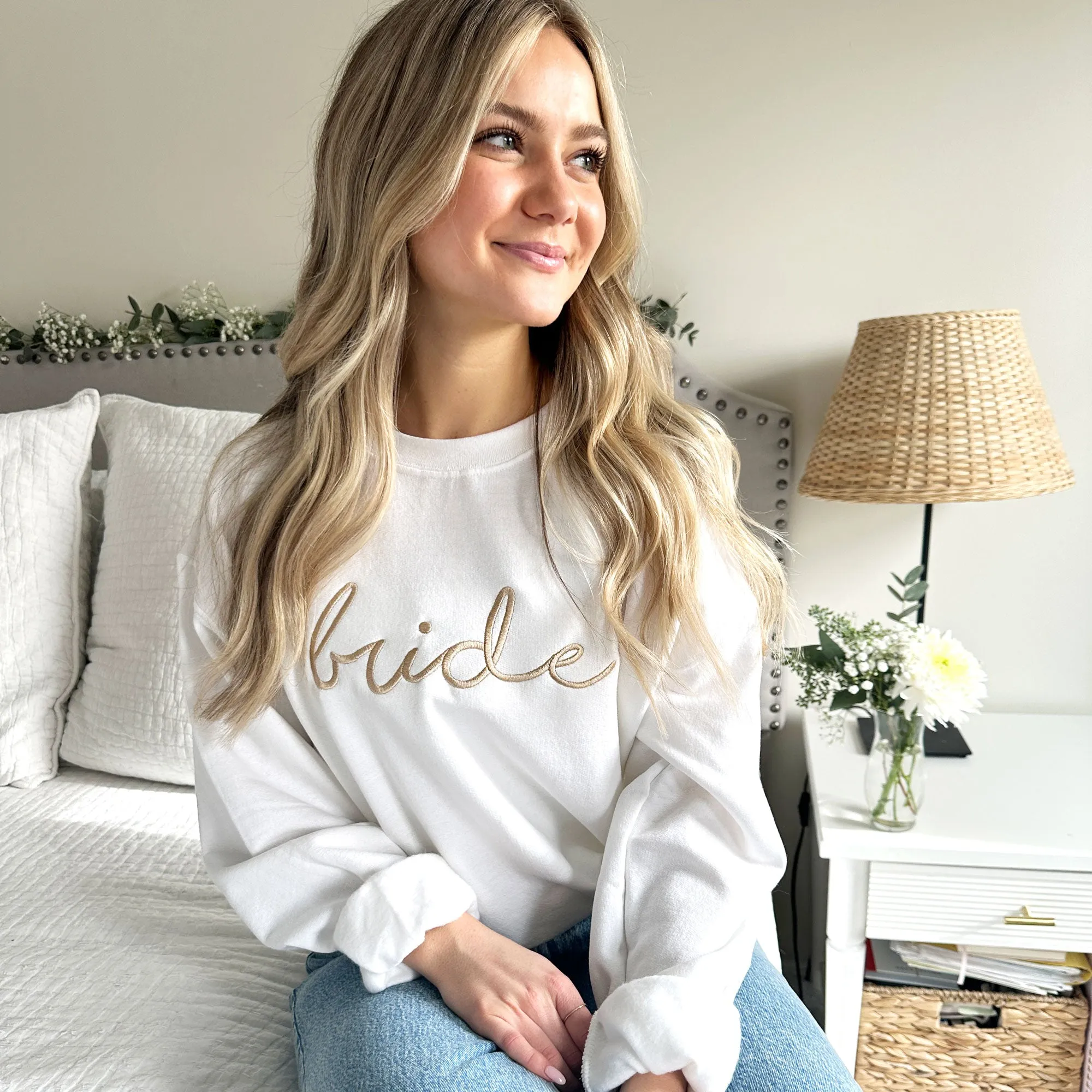 Bride Script Embroidered Gemma Crewneck Sweatshirt