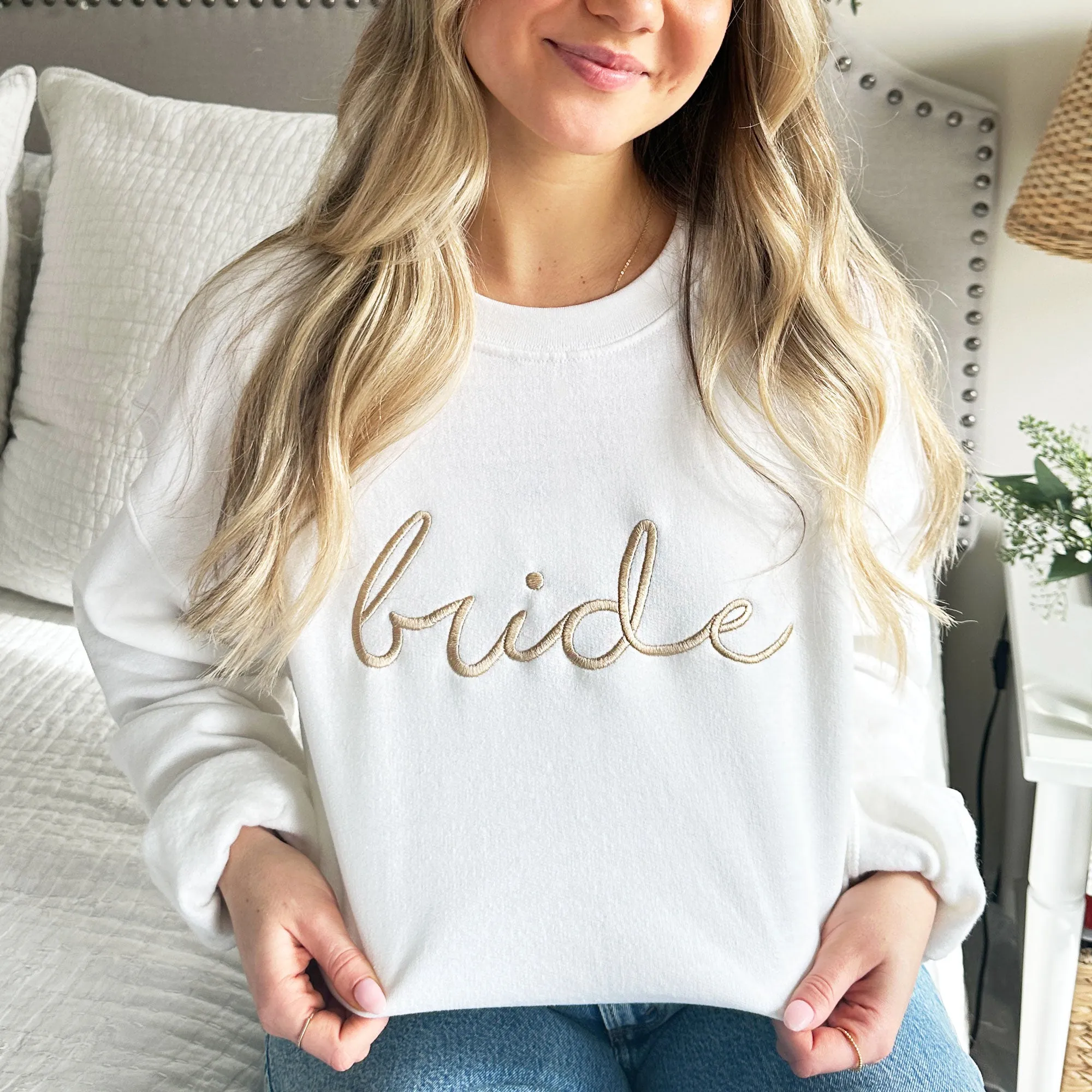 Bride Script Embroidered Gemma Crewneck Sweatshirt