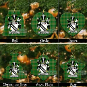 Bunbury Irish Clan Tartan Christmas Ceramic Ornament with Coat of Arms